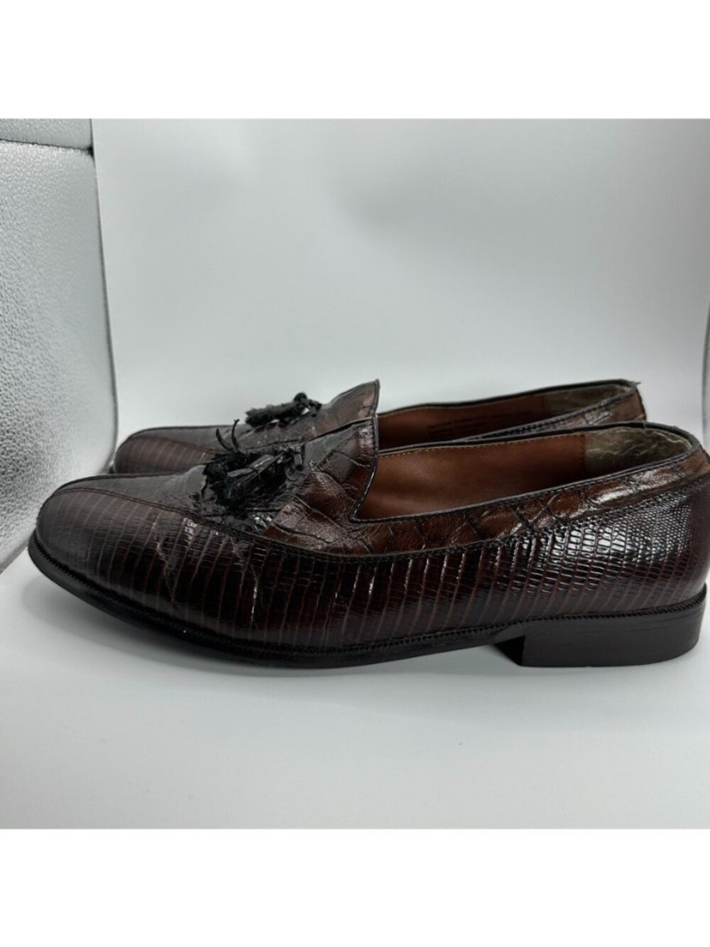 Stacy Adams Loafers Dress Shoes Mens Size 10.5 M Genuine Snake Leather Brown